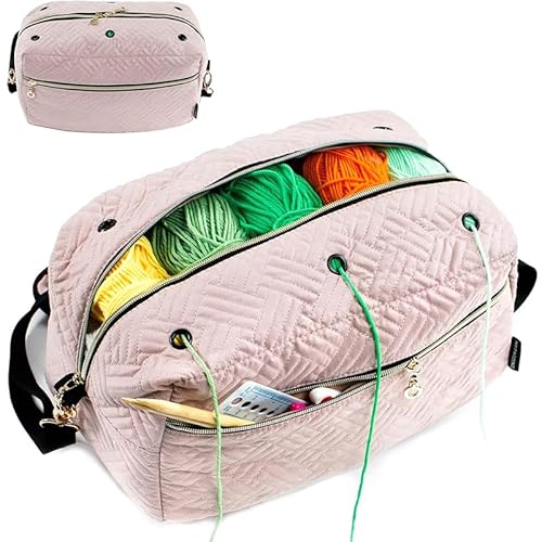 RUDFUZ Multifunktionale tragbare Stricktasche, Wolle, Häkelgarn, Aufbewahrungstasche, Nähnadel, Nähzubehör, Aufbewahrungstasche von RUDFUZ