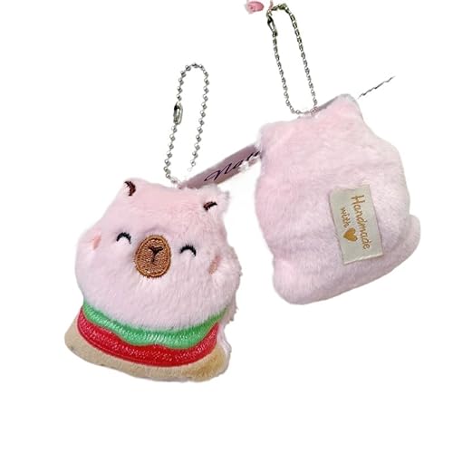 RUDFUZ Niedliche neue Plüsch Cartoon Capybara Squeak Puppe Schlüssel bund Flauschige weiche Stofftier Rucksack Anhänger Charms Bezaubertes Geschenk für Kinder von RUDFUZ