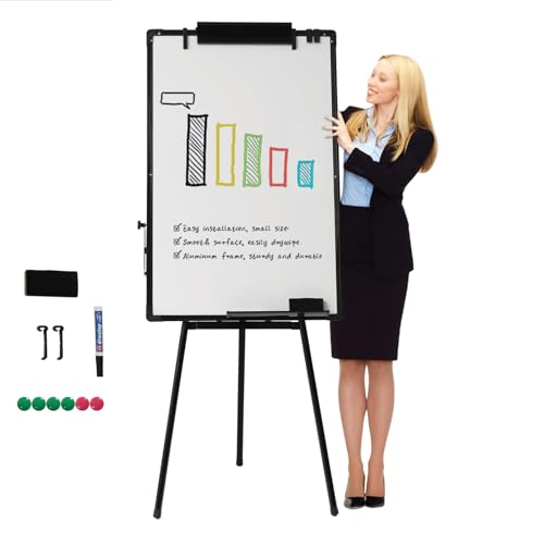 Stativ Whiteboard 90cm x 60cm Trocken abwischbare Staffelei Höhenverstellbar Whiteboard Magnetisch Stehend Flipchart Staffele für Büro Klassenzimmer und Zuhause von RUETERY