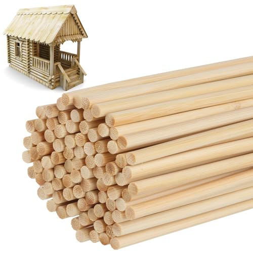 Holzstäbe zum Basteln, 30cm x 6mm Zuckerwatte Stäbe, Rundholz Holzstäbchen Bambusstäbe zum Basteln, Holzsticks Rundstäbe Holzstab für Holzarbeiten Modellbau DIY (100 Stück 30cm x 6mm) von RUGLAMZHIP