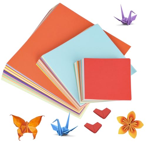 400 Blatt Origami Papier, Bastelpapier Buntes Papier zum Basteln, Buntes Origami-Papier, doppelseitiges buntes Faltpapier Tonzeichenpapier für DIY Basteln, 10 x 10 cm, 15 x 15 cm, 20 x 20 cm von RUGLAMZHIP