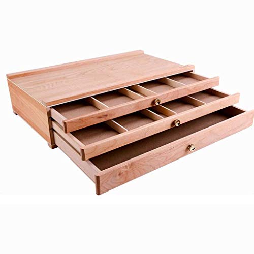 Staffelei Staffeleien, Ölgemäldekasten 3-lagige Schubladen sind unabhängig voneinander für einfaches Tragen und Aufbewahren aus Birkenholz 39,7 x 24,3 x 10 cm Holzfarbene Staffelei Künstlerbedarf von RUHEN