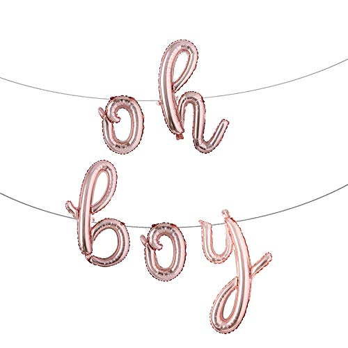 40,6 cm Kleinbuchstaben Oh Boy Ballons Banner Alphabet Folie Buchstabe Ballon Dekoration mit Seil für Babyparty Geburtstag Party Geschlecht Enthüllung Party (Loh Boy Rose Gold) von RUIANSI