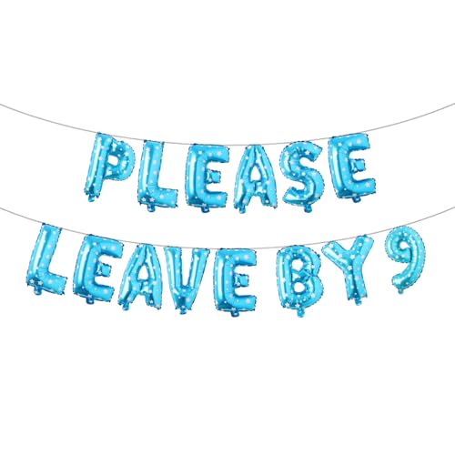 40,6 cm "Please Leave by 9 Banner Funny Birthday Party Supplies Balloons Banner for Sarkastic Funny Birthday Housewarming Photo Background Decorations (PLEASE Leave By 9 Blue Star) von RUIANSI