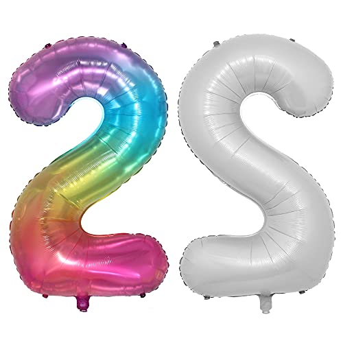 40,6 cm regenbogenfarbene bunte Jelly Digital Zahlen Folie Mylar-Luftballons 0-9 Babyparty Geburtstag Party Dekoration Banner (40,6 cm Jelly 2) von RUIANSI