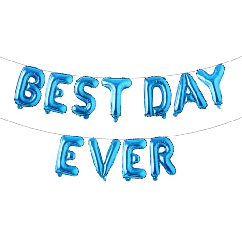 Ballonbanner "Best Day Ever" für Geburtstagsfeier, Hochzeitsempfang, Brautparty, Verlobungsfeier, Geburtstagsparty-Dekorationen (Best Day Ever) Blau von RUIANSI