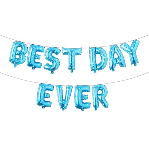 Ballonbanner mit Aufschrift "Best Day Ever" für Geburtstagsfeier, Hochzeitsempfang, Brautparty, Verlobungsfeier, Geburtstagsparty-Dekorationen (blauer Stern) von RUIANSI