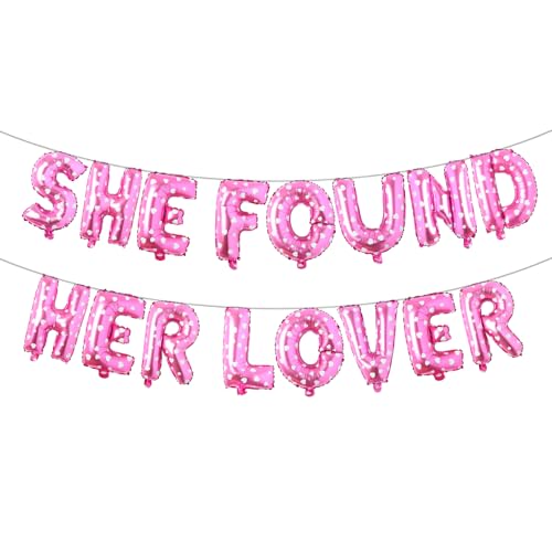 Banner mit Aufschrift "She Found Her Lover", Ballon, Junggesellinnenabschied, Regenbogen-Liebhaber, Junggesellinnenabschied, Dekoration, Brautparty, Dekorationen (She Found Her Lover, rosa Herz) von RUIANSI