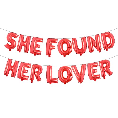 Banner mit Aufschrift "She Found Her Lover", Ballon, Junggesellinnenabschied, Regenbogen-Liebhaber, Junggesellinnenabschied, Dekoration, Brautparty-Dekorationen (She Found Her Lover, Rot) von RUIANSI