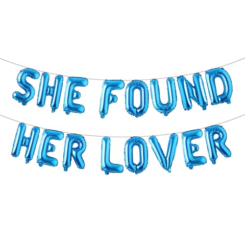 Banner mit Aufschrift "She Found Her Lover", Ballon, Junggesellinnenabschied, Regenbogen-Liebhaber, Junggesellinnenabschied, Dekorationen, Brautparty-Dekorationen (She Found Her Lover, Blau) von RUIANSI