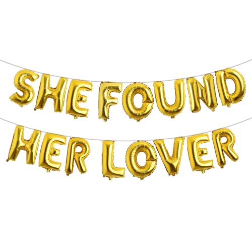 Banner mit Aufschrift "She Found Her Lover", Ballon, Junggesellinnenabschied, Regenbogen-Liebhaber, Junggesellinnenabschied, Dekorationen, Brautparty-Dekorationen (She Found Her Lover, Gold) von RUIANSI