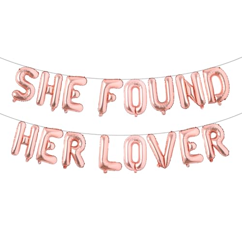 Banner mit Aufschrift "She Found Her Lover", Ballon, Junggesellinnenabschied, Regenbogen-Liebhaber, Junggesellinnenabschied, Dekorationen, Brautparty-Dekorationen (She Found Her Lover, Roségold) von RUIANSI