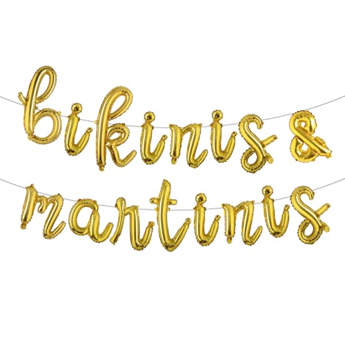 Bikinis & Martinis Ballon Banner Strand Bachelorette Party Dekorationen für Strand Bach Lets Flamingle Miami Bach Palm Springs Before the Ring (L Bikinis & Martinis Gold) von RUIANSI