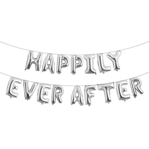 Brautdusche Hochzeitsdekorationen Schilder Just Married Dekorationen Happily Ever After Luftballons Schild Junggesellinnenabschied Banner Verlobtes Banner Brautparty Dekor (Happy Ever After) von RUIANSI