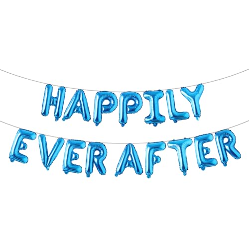 Brautparty, Hochzeitsdekoration, Schilder "Just Married", Dekorationen mit Aufschrift "Happily Ever After", Luftballons, Schild, Junggesellinnenabschied, Banner, Brautparty-Dekor (Happy Ever After) von RUIANSI