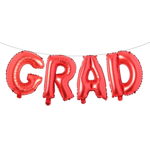 Folienballons "Congrats Graduation Party", Luftballons, Glückwunsch, Buchstaben-Grad, Dekorationen für Abschlussfeier, Feier, Partyzubehör (Grad Rot) von RUIANSI