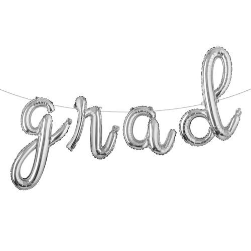 Folienballons Congrats Graduation Party Ballons Glückwunsch Brief Grad Dekorationen für Abschlussfeier Party Supplies (L GRAD Silber) von RUIANSI