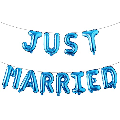 Folienballons mit Aufschrift "Just Married", 40,6 cm, mehrfarbig, Alphabet, Mylar-Ballons für Hochzeiten, Junggesellinnenabschiede, Party-Dekoration (Just Married Blue) von RUIANSI