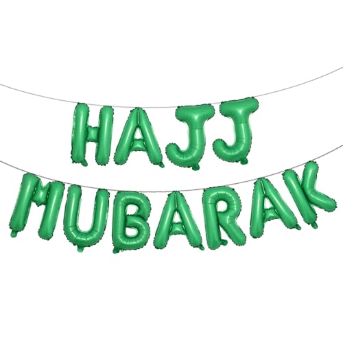 HAJJ MUBARAK Partyballon für Festivalversammlungen, Dekorationen, Eid Mubarak Partyzubehör, Dekorationen (HAJJ MUBARAK Grün) von RUIANSI