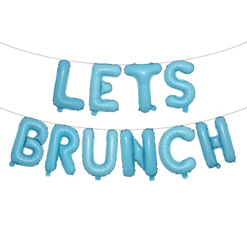 Lets Brunch Dekoration Brunch und sprudelnde Brautdusche Dekoration Lets Brunch Schild Banner Floral Bridal Shower Deko (LETS BRUNCH Hellblau) von RUIANSI