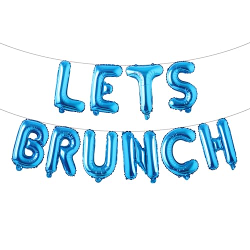 Lets Brunch Dekoration Brunch und sprudelnde Brautdusche Dekoration Lets Brunch Schild Banner Floral Bridal Shower Dekoration (LETS BRUNCH Blue) von RUIANSI