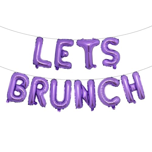 Lets Brunch Dekoration Brunch und sprudelnde Brautdusche Dekoration Lets Brunch Schild Banner Floral Bridal Shower Dekoration (LETS BRUNCH Purple) von RUIANSI