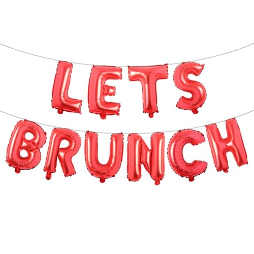 Lets Brunch Dekoration Brunch und sprudelnde Brautdusche Dekoration Lets Brunch Schild Banner Floral Bridal Shower Dekoration (LETS BRUNCH Red) von RUIANSI