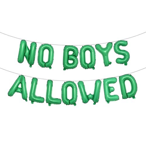 Pyjama Mean Girls Ladies Night Dekorationen für Erwachsene – Luftballon-Banner "No Boys Allowed" – Slumber Sleepover Spa Party Supplies für Mädchen (keine Jungen erlaubt, Grün) von RUIANSI