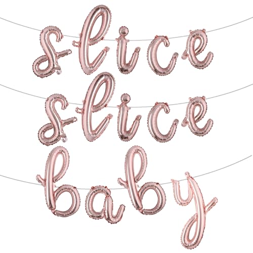 Slice Slice Baby Balloons Slice Slice Baby Decoration Slice Slice Baby Shower Decoration Pizza Party Decoration Pizza Birthday Decoration (L SLICE SLICE BABY Rose Gold) von RUIANSI