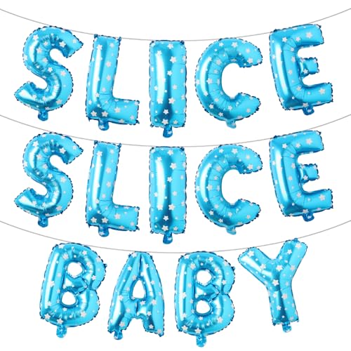 Slice Slice Baby Luftballons Slice Slice Baby Dekoration Slice Slice Baby Shower Dekoration Pizza Party Dekoration Pizza Geburtstag Dekoration (SLICE SLICE SLICE BABY Blue Star) von RUIANSI