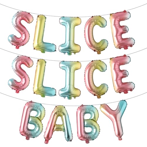 Slice Slice Baby Luftballons Slice Slice Baby Dekoration Slice Slice Baby Shower Dekoration Pizza Party Dekoration Pizza Geburtstag Dekoration (SLICE SLICE SLICE BABY Rainbow) von RUIANSI