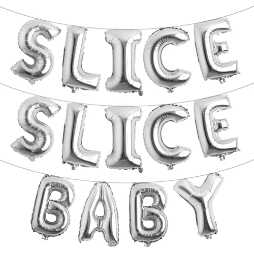 Slice Slice Baby Luftballons Slice Slice Baby Dekoration Slice Slice Baby Shower Dekoration Pizza Party Dekoration Pizza Geburtstag Dekoration (SLICE SLICE SLICE BABY Silver) von RUIANSI