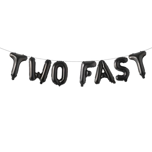 Two Fast 2 Racing Balloons Banner - Racing Themed Birthday Party Decoration, Second Fast Birthday Party, Racing Party Decoration Two Fast Birthday Party (TWO Fast Black) von RUIANSI