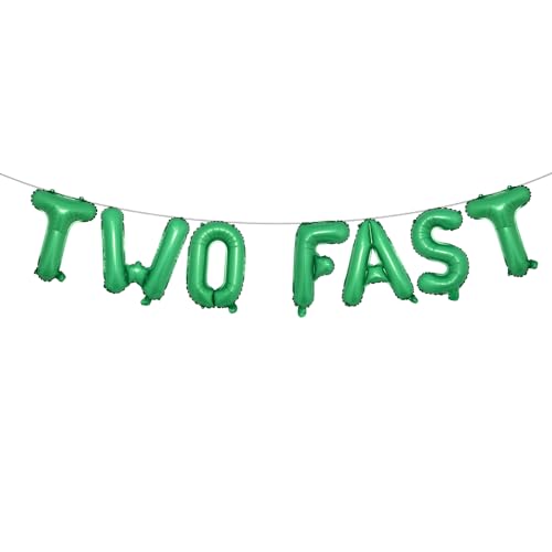 Two Fast 2 Racing Balloons Banner - Racing Themed Birthday Party Decoration, Second Fast Birthday Party, Racing Party Decoration Two Fast Birthday Party (TWO Fast Green) von RUIANSI