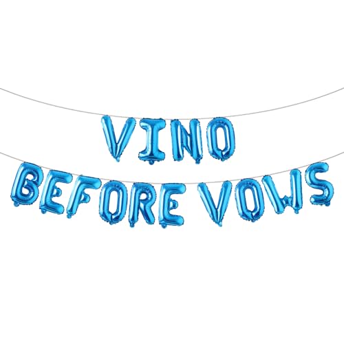 Weinthema Junggesellinnenabschied, Dekoration mit Vino Before Vows Ballon-Banner, Folienballon-Banner für Brautparty (Vino vor Gelübden, Blau) von RUIANSI