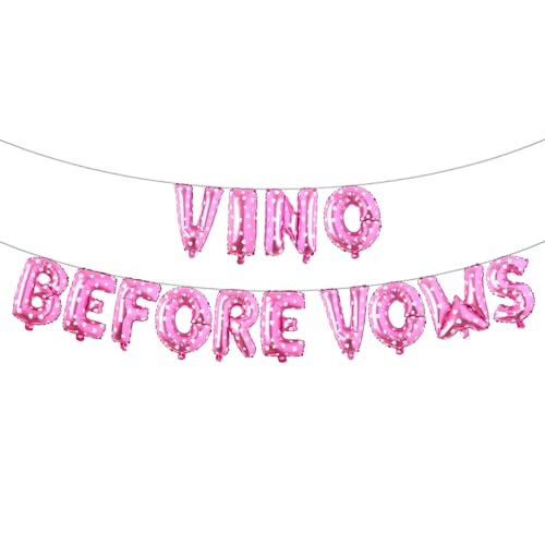 Weinthema Junggesellinnenabschied Dekorationen mit Vino Before Vows Ballon-Banner, Folienballon-Banner für Brautparty (Vino vor Gelübden, rosa Herz) von RUIANSI