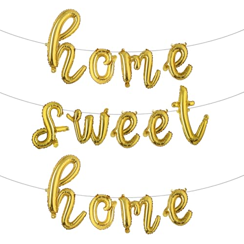 Welcome Home Banner Hauseinweihungsdekoration Party Einweihungsdekorationen Home Sweet Home Luftballons neues Zuhause Dekoration Willkommen Home Party Dekorationen (L HOME SWEET HOME Gold) von RUIANSI