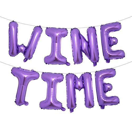 Wine Time Luftballon-Banner, mehrfarbig, Party-Dekorationen, Schild (WINE TIME Purple) von RUIANSI