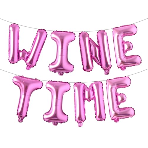 Wine Time Luftballon-Banner, mehrfarbig, Party-Dekorationen, Schild (WINE TIME Rose Red) von RUIANSI