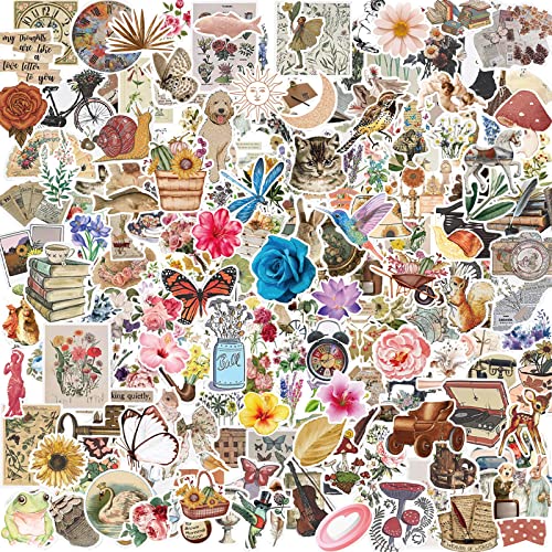 RUIJIE 250 Stück Scrapbooking Sticker Set Vintage Aufkleber Aesthetic Scrapbook Sticker Wasserdicht Retro Bastelpapier Blumen Dekorativ Washi Decals für DIY Scrapbook Zubehör Journaling Sammelalbum von RUIJIE