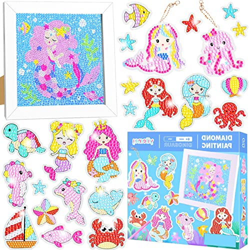 RUIJIE 5D Diamond Painting Bilder Kinder Set, 24 Stück Diamond Painting Sticker, Diamond Painting Schlüsselanhänger, Diamant Malerei Bastelsets, DIY Aufkleber Arts Craft für Mädchen Kindergeschenke von RUIJIE