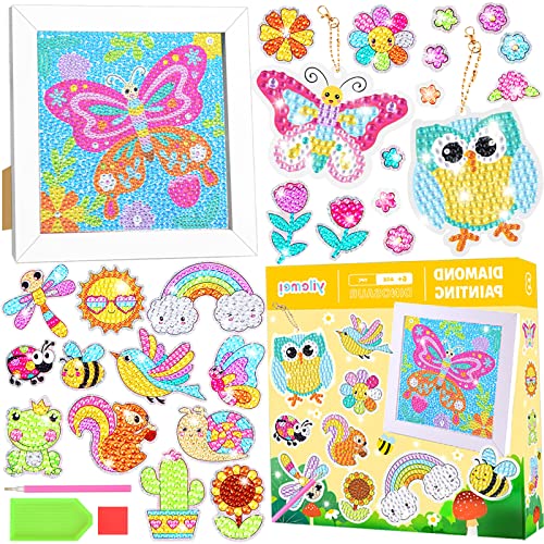 RUIJIE 5D Diamond Painting Bilder Kinder Set, 28 Stück Diamond Painting Sticker, Diamond Painting Schlüsselanhänger, Diamant Malerei Bastelsets, DIY Aufkleber Arts Craft für Mädchen Kindergeschenke von RUIJIE