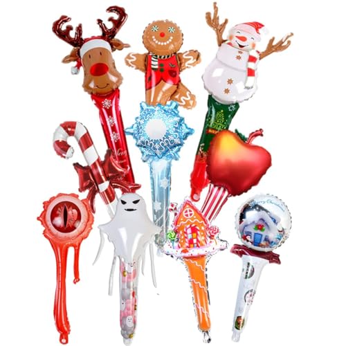 20 Stück Aufblasbare Ballonstäbe Weihnachts Handball Elch Schneemann Große Aufblasbare Cheer Sticks Aluminiumfolie Horror Dekor Requisite Halloween Mottopartys (Satz Von 20) von RUILBJ