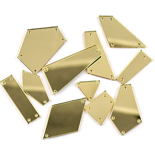 RUINUO 50 Stück goldene Spiegel-Strasssteine zum Aufnähen, Acryl, zum Aufnähen auf verspiegelte Perlen für Anzüge, Kleider, Kostüm-Accessoires (Gold) von RUINUO