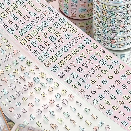 2 Rollen Graffiti Buchstaben Aufkleber Scrapbook Zubehör Washi Tape Set, 5m/Rolle PET Klebebuchstaben Scrapbook Stickers Buntes Klebeband Scrapbooking Sticker Aesthetic Alphabet Journaling Washitape von RUIYDZ