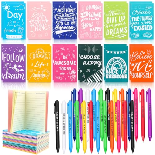 RUIYELE 24pcs Inspirational Quotes Ballpoint Pens Dankeschön Geschenke-24 Stücke Motivation Kugelschreiber Druckkugelschreiber mit 24 Stücke Inspirierende Notizbüchern für Mitarbeiter Lehrer Schüler von RUIYELE