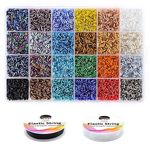 9600 Stück Mini Glasperlen, 24 Farbe Glasperlen Rohr 4mm Mini Glasperlen zum Auffädeln für Stickerei DIY Crafting Schmuckherstellung Geschenk von RUIYIQI