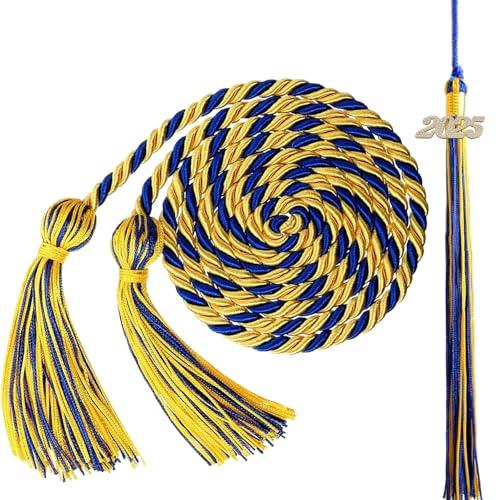 Abschlusskordel Ehrenband Abschlusszubehör Quaste Gold Schatz Blau Kordeln Glückwunsch Absolventen und High School Studenten Happy Graduation Geflochtenes Ehrenseil Schnur Klasse 2025 von RUIZHUO