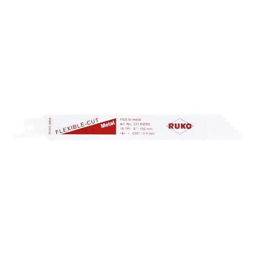 RUKO 33189085 - Pack de 5 sierras de sable bimetal con vástago universal 1/2", para metal, 150 mm (Equivalencia Bosch S 922 EF) von RUKO