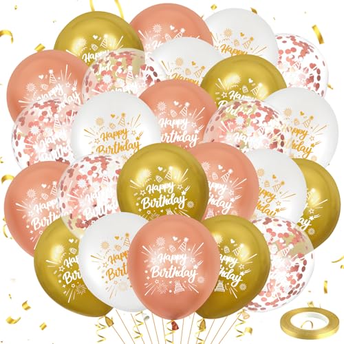 24 Luftballons zum 10. Geburtstag in Roségold und Weiß von RUMIA